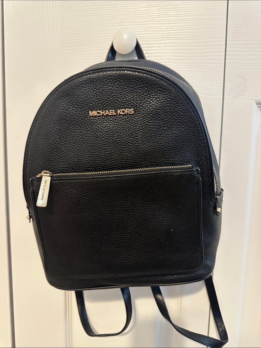 Michael Kors Black Pebbled Leather Mini Backpack with Gold Hardware with COA
